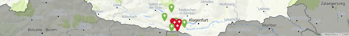 Kartenansicht für Apotheken-Notdienste in der Nähe von Villach (Land) (Kärnten)